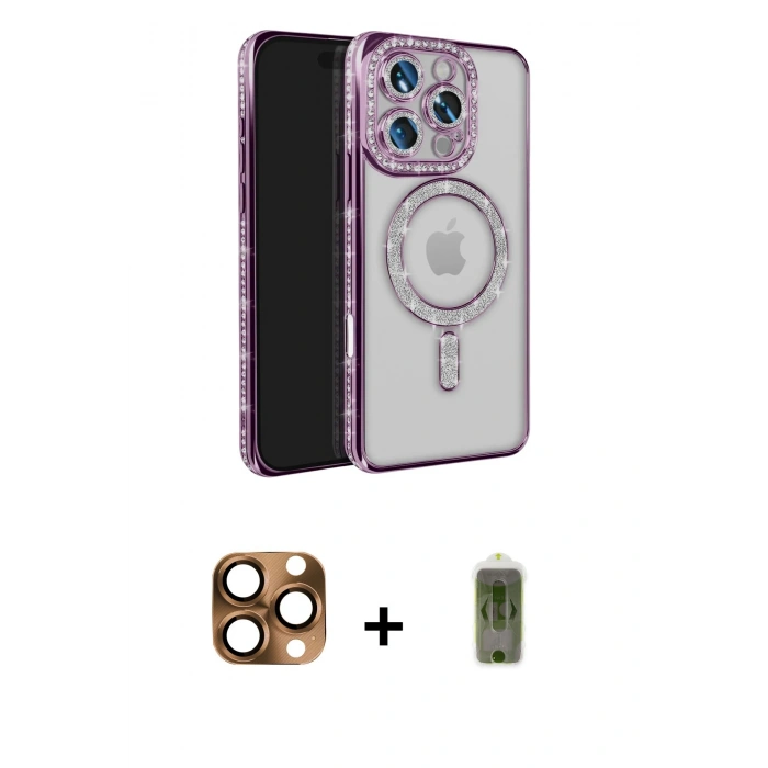 MARSİLYAN™- iPhone 16 Pro Max Kılıf Zirve Doku Prime - Siyah Joko Magic 5D Hayalet Cam + Pers Alüminyum Kamera Lens - CLTM
