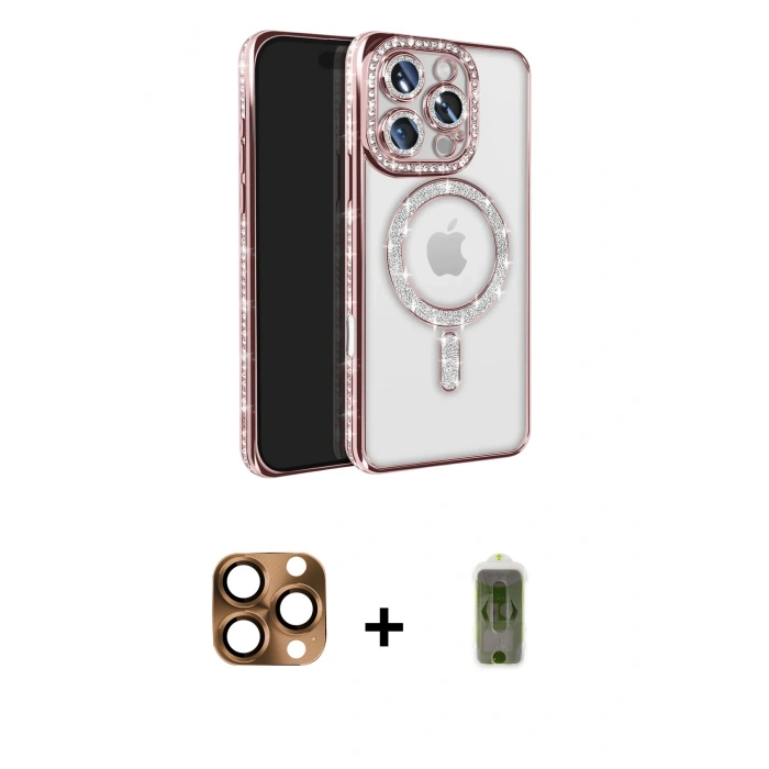 MARSİLYAN™- iPhone 16 Pro Max Kılıf Zirve Doku Prime - Siyah Joko Magic 5D Hayalet Cam + Pers Alüminyum Kamera Lens - CLTM