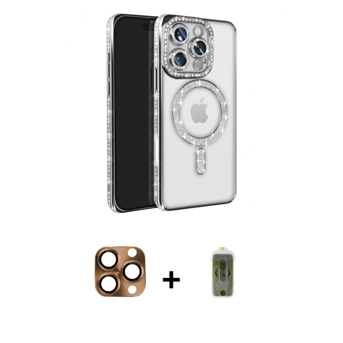 MARSİLYAN™- iPhone 16 Pro Max Kılıf Zirve Doku Prime - Siyah Joko Magic 5D Hayalet Cam + Pers Alüminyum Kamera Lens - CLTM