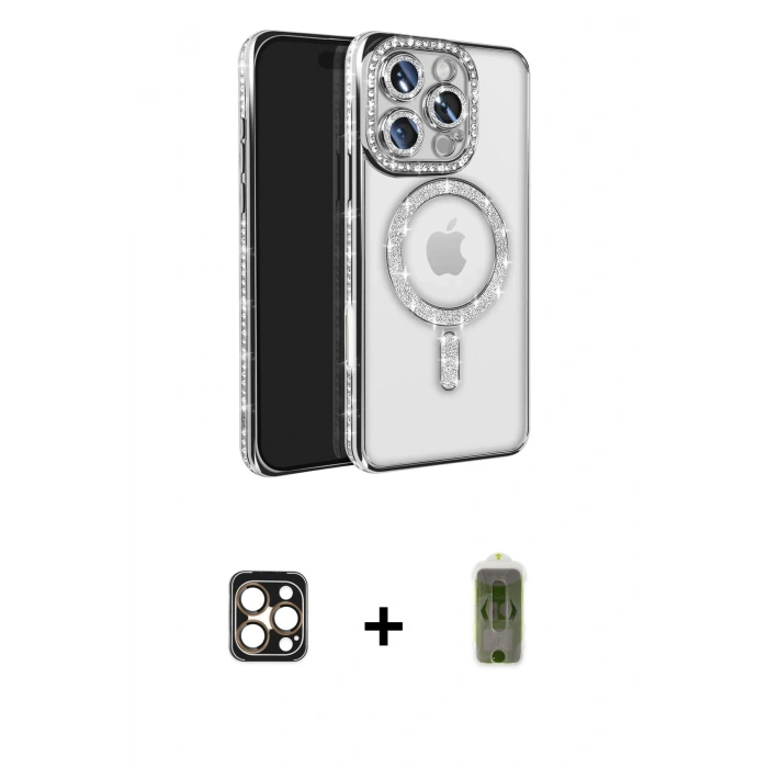MARSİLYAN™- iPhone 16 Pro Max Kılıf Zirve Doku Prime - Siyah Joko Magic 5D Hayalet Cam + PVD Metal Kamera Lens - GD