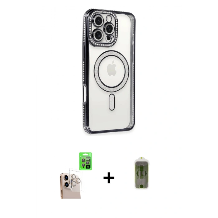 MARSİLYAN™- iPhone 16 Pro Max Kılıf Zirve Doku Prime - Siyah Joko Magic 5D Hayalet Cam + Raze Metal Kamera Lens - NLGY