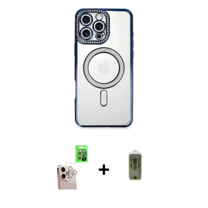 MARSİLYAN™- iPhone 16 Pro Max Kılıf Zirve Doku Prime - Siyah Joko Magic 5D Hayalet Cam + Raze Metal Kamera Lens - NLGY