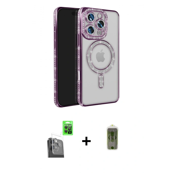 MARSİLYAN™- iPhone 16 Pro Max Kılıf Zirve Doku Prime - Siyah Joko Magic 5D Hayalet Cam + Raze Metal Kamera Lens - SH