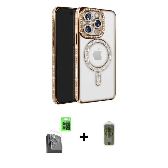 MARSİLYAN™- iPhone 16 Pro Max Kılıf Zirve Doku Prime - Siyah Joko Magic 5D Hayalet Cam + Raze Metal Kamera Lens - SH