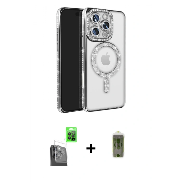 MARSİLYAN™- iPhone 16 Pro Max Kılıf Zirve Doku Prime - Siyah Joko Magic 5D Hayalet Cam + Raze Metal Kamera Lens - SH