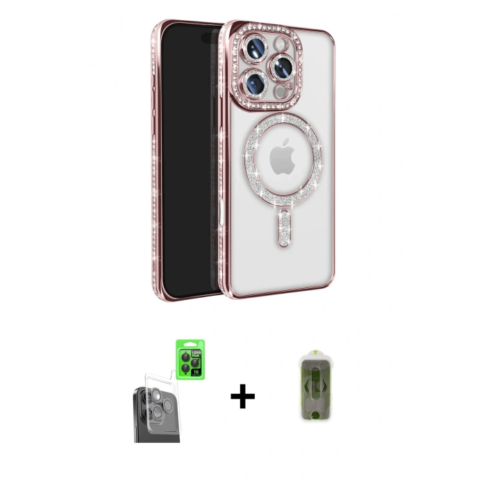 MARSİLYAN™- iPhone 16 Pro Max Kılıf Zirve Doku Prime - Siyah Joko Magic 5D Hayalet Cam + Raze Metal Kamera Lens - SH