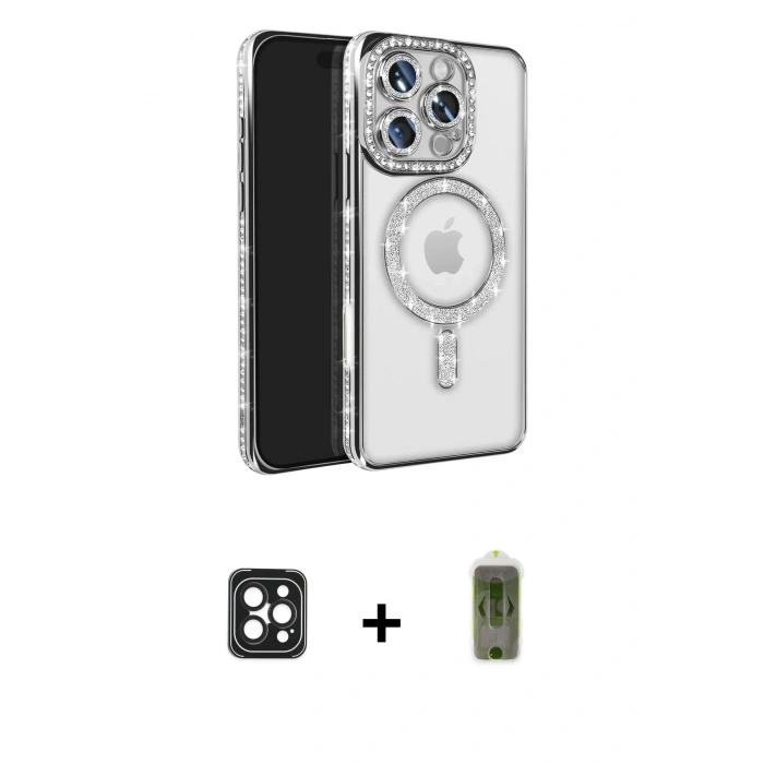 MARSİLYAN™- iPhone 16 Pro Max Kılıf Zirve Doku Prime - Siyah Joko Magic 5D Hayalet Cam + PVD Metal Kamera Lens - SH