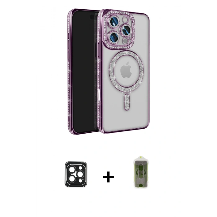MARSİLYAN™- iPhone 16 Pro Max Kılıf Zirve Doku Prime - Siyah Joko Magic 5D Hayalet Cam + PVD Metal Kamera Lens - SH