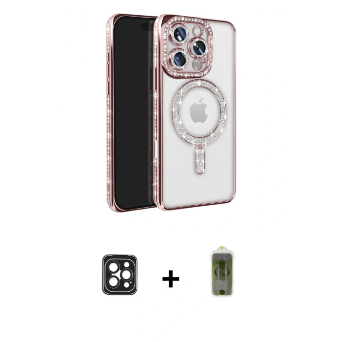 MARSİLYAN™- iPhone 16 Pro Max Kılıf Zirve Doku Prime - Siyah Joko Magic 5D Hayalet Cam + PVD Metal Kamera Lens - SH