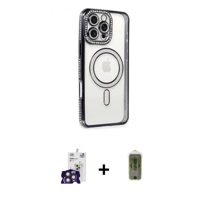 MARSİLYAN™- iPhone 16 Pro Max Kılıf Zirve Doku Prime - Siyah Joko Magic 5D Hayalet Cam + Titanyum Gri Bilvis Titan Kamera Lens