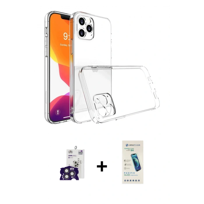 MARSİLYAN™- iPhone 16 Pro Max Kılıf Zirve Doku - Şeffaf Pasifik Cam Ekran Koruyucu + Bilvis Titan Kamera Lens - TMGI