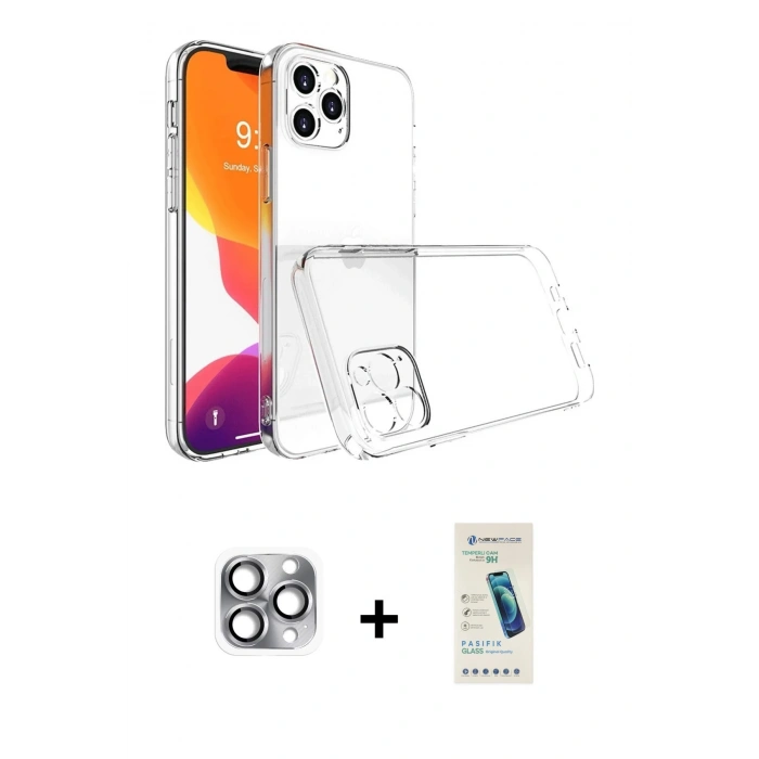 MARSİLYAN™- iPhone 16 Pro Max Kılıf Zirve Doku - Şeffaf Pasifik Cam Ekran Koruyucu + Pers Alüminyum Kamera Lens - GI