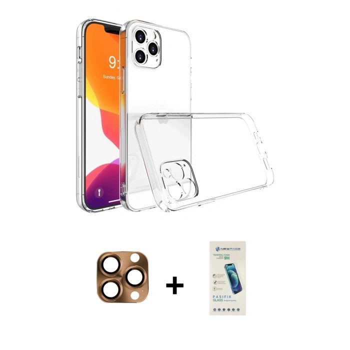 MARSİLYAN™- iPhone 16 Pro Max Kılıf Zirve Doku - Şeffaf Pasifik Cam Ekran Koruyucu + Pers Alüminyum Kamera Lens - CLTM