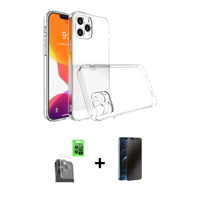 MARSİLYAN™- iPhone 16 Pro Max Kılıf Zirve Doku - Siyah 3D Antistatik Hayalet Cam Ekran Koruyucu + Raze Metal Kamera Lens - SH