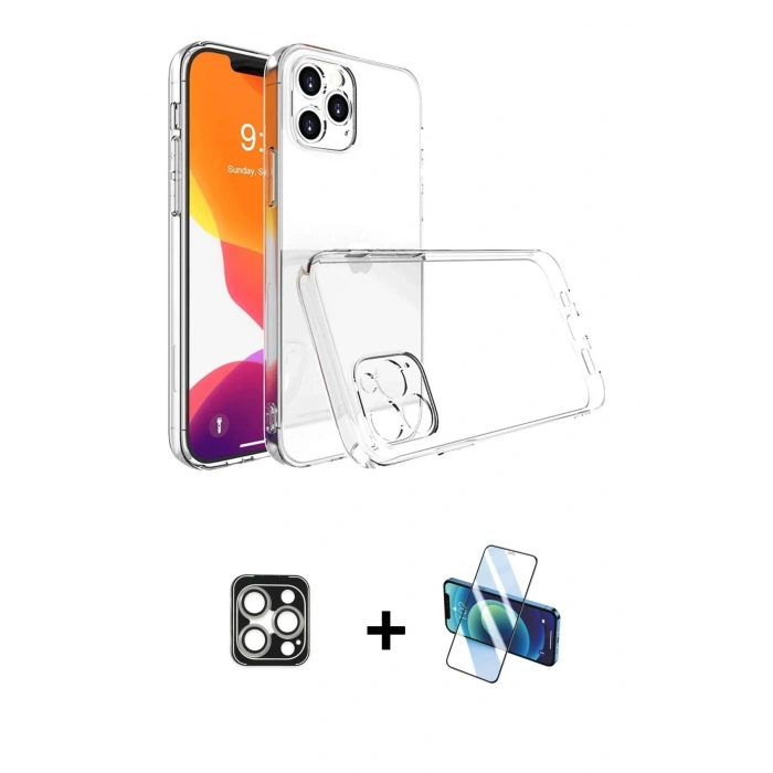 MARSİLYAN™- iPhone 16 Pro Max Kılıf Zirve Doku - Siyah 3D Antistatik Seramik Nano Ekran Koruyucu + PVD Metal Kamera Lens - GS