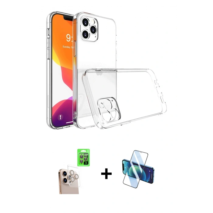 MARSİLYAN™- iPhone 16 Pro Max Kılıf Zirve Doku - Siyah 3D Antistatik Seramik Nano Ekran Koruyucu + Raze Metal Kamera Lens - NLGY