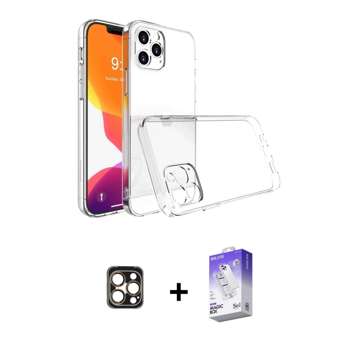 MARSİLYAN™- iPhone 16 Pro Max Kılıf Zirve Doku - Siyah Bilvis 5in1 3D Magic Cam Ekran Koruyucu + PVD Metal Kamera Lens - GD