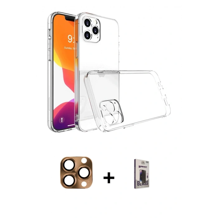 MARSİLYAN™- iPhone 16 Pro Max Kılıf Zirve Doku - Siyah Bilvis Hayalet Cam Ekran Koruyucu + Pers Alüminyum Kamera Lens - CLTM