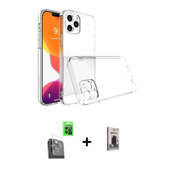 MARSİLYAN™- iPhone 16 Pro Max Kılıf Zirve Doku - Siyah Bilvis Hayalet Cam Ekran Koruyucu + Raze Metal Kamera Lens - SH