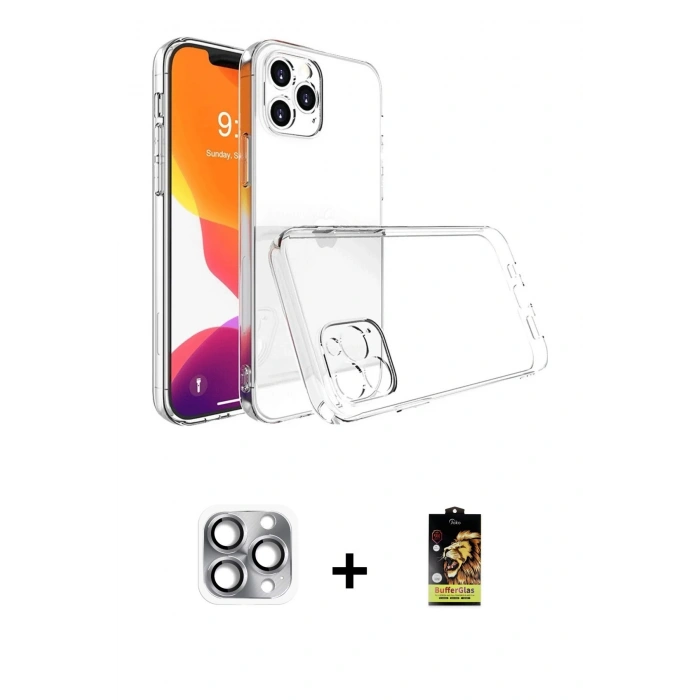 MARSİLYAN™- iPhone 16 Pro Max Kılıf Zirve Doku - Siyah Buffer Cam Ekran Koruyucu + Pers Alüminyum Kamera Lens - GI