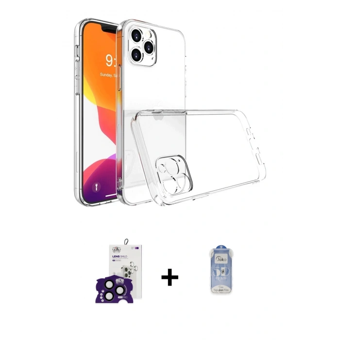MARSİLYAN™- iPhone 16 Pro Max Kılıf Zirve Doku - Siyah Joko Magic 5D Cam + Bilvis Titan Kamera Lens - SH