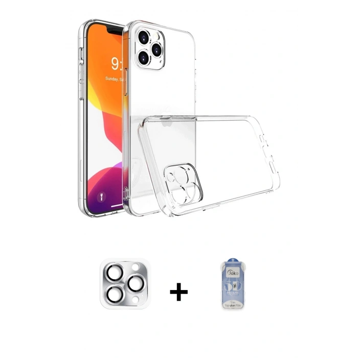 MARSİLYAN™- iPhone 16 Pro Max Kılıf Zirve Doku - Siyah Joko Magic 5D Cam + Pers Alüminyum Kamera Lens - GS