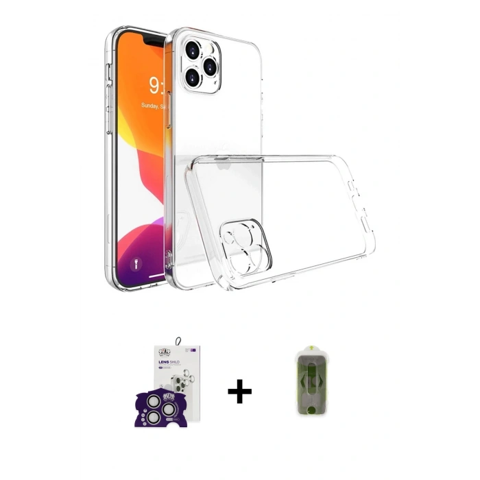 MARSİLYAN™- iPhone 16 Pro Max Kılıf Zirve Doku - Siyah Joko Magic 5D Hayalet Cam + Gümüş Bilvis Titan Kamera Lens