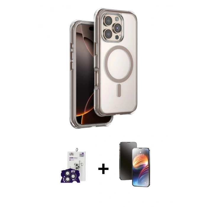MARSİLYAN™- iPhone 16 Pro Max Kılıf Zirve Klasik Prime - Siyah 3D Antistatik Mat Seramik Nano Ekran Koruyucu + Bilvis Titan Kamera Lens - TMGI