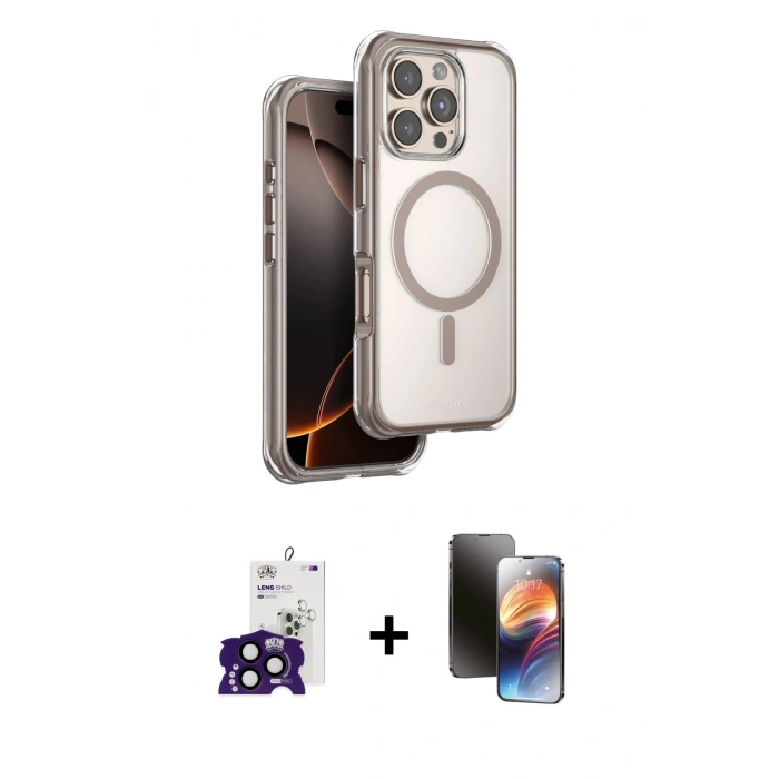 MARSİLYAN™- iPhone 16 Pro Max Kılıf Zirve Klasik Prime - Siyah 3D Antistatik Mat Seramik Nano Ekran Koruyucu + Bilvis Titan Kamera Lens - SH