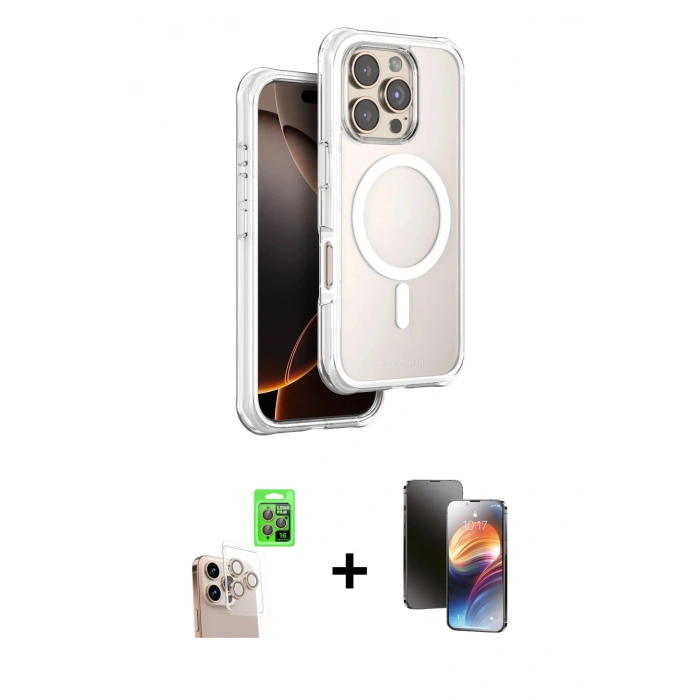 MARSİLYAN™- iPhone 16 Pro Max Kılıf Zirve Klasik Prime - Siyah 3D Antistatik Mat Seramik Nano Ekran Koruyucu + Raze Metal Kamera Lens - NLGY