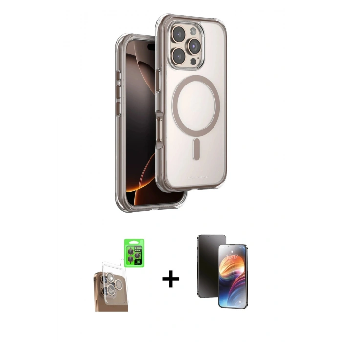 MARSİLYAN™- iPhone 16 Pro Max Kılıf Zirve Klasik Prime - Siyah 3D Antistatik Mat Seramik Nano Ekran Koruyucu + Raze Metal Kamera Lens - CLTM