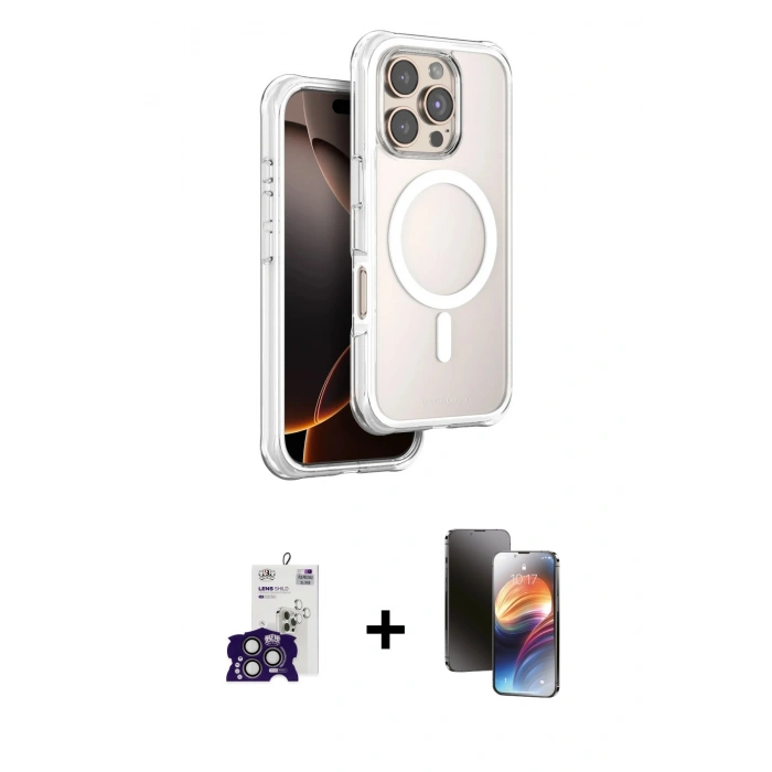 MARSİLYAN™- iPhone 16 Pro Max Kılıf Zirve Klasik Prime - Siyah 3D Antistatik Mat Seramik Nano Ekran Koruyucu + Bilvis Titan Kamera Lens - TMGI