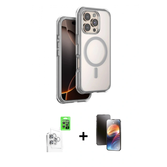 MARSİLYAN™- iPhone 16 Pro Max Kılıf Zirve Klasik Prime - Siyah 3D Antistatik Mat Seramik Nano Ekran Koruyucu + Raze Metal Kamera Lens - BZ