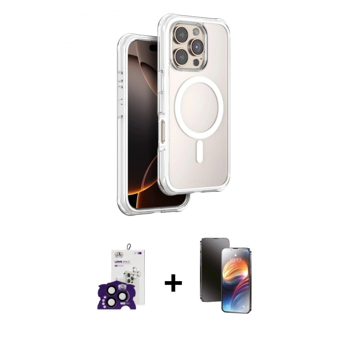 MARSİLYAN™- iPhone 16 Pro Max Kılıf Zirve Klasik Prime - Siyah 3D Antistatik Mat Seramik Nano Ekran Koruyucu + Bilvis Titan Kamera Lens - SH