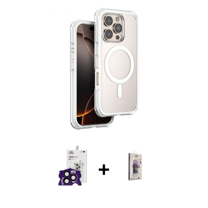 MARSİLYAN™- iPhone 16 Pro Max Kılıf Zirve Klasik Prime - Siyah Bilvis 3D Cam Ekran Koruyucu + Bilvis Titan Kamera Lens - SH