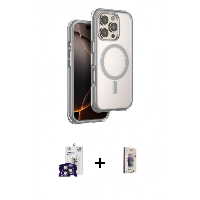 MARSİLYAN™- iPhone 16 Pro Max Kılıf Zirve Klasik Prime - Siyah Bilvis 3D Cam Ekran Koruyucu + Bilvis Titan Kamera Lens - TMGI