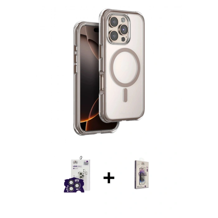 MARSİLYAN™- iPhone 16 Pro Max Kılıf Zirve Klasik Prime - Siyah Bilvis 3D Cam Ekran Koruyucu + Bilvis Titan Kamera Lens - TMGI