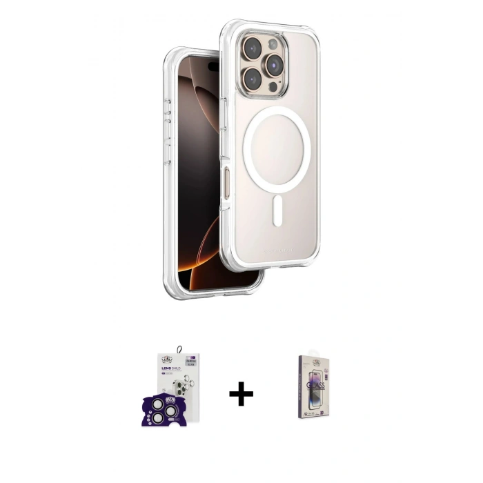 MARSİLYAN™- iPhone 16 Pro Max Kılıf Zirve Klasik Prime - Siyah Bilvis 3D Cam Ekran Koruyucu + Bilvis Titan Kamera Lens - TMGI