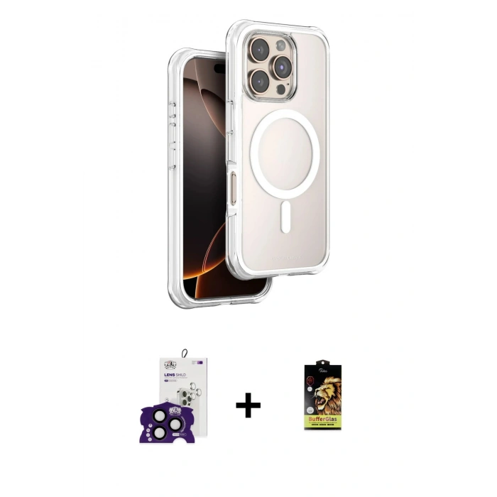 MARSİLYAN™- iPhone 16 Pro Max Kılıf Zirve Klasik Prime - Siyah Buffer Cam Ekran Koruyucu + Bilvis Titan Kamera Lens - SH