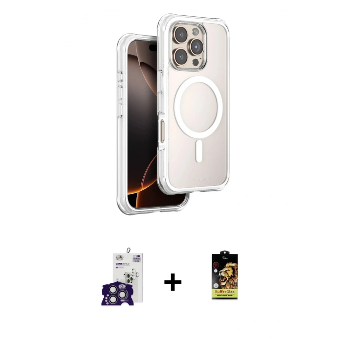 MARSİLYAN™- iPhone 16 Pro Max Kılıf Zirve Klasik Prime - Siyah Buffer Cam Ekran Koruyucu + Bilvis Titan Kamera Lens - TMGI