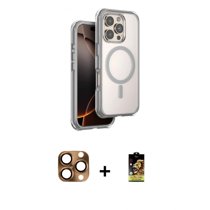 MARSİLYAN™- iPhone 16 Pro Max Kılıf Zirve Klasik Prime - Siyah Buffer Cam Ekran Koruyucu + Pers Alüminyum Kamera Lens - CLTM