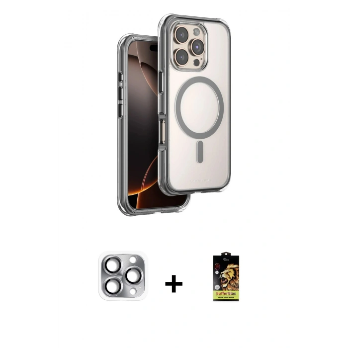 MARSİLYAN™- iPhone 16 Pro Max Kılıf Zirve Klasik Prime - Siyah Buffer Cam Ekran Koruyucu + Pers Alüminyum Kamera Lens - GI