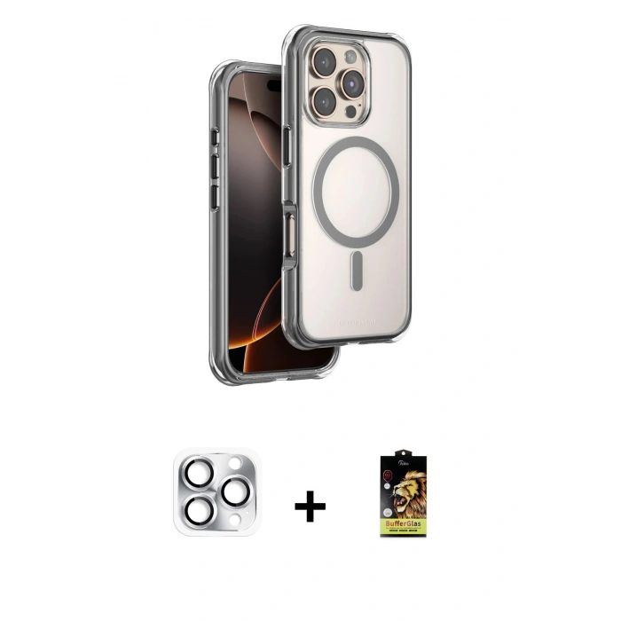 MARSİLYAN™- iPhone 16 Pro Max Kılıf Zirve Klasik Prime - Siyah Buffer Cam Ekran Koruyucu + Pers Alüminyum Kamera Lens - GS