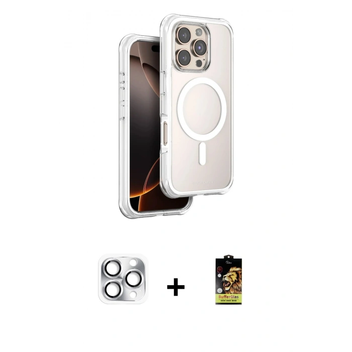 MARSİLYAN™- iPhone 16 Pro Max Kılıf Zirve Klasik Prime - Siyah Buffer Cam Ekran Koruyucu + Pers Alüminyum Kamera Lens - GS