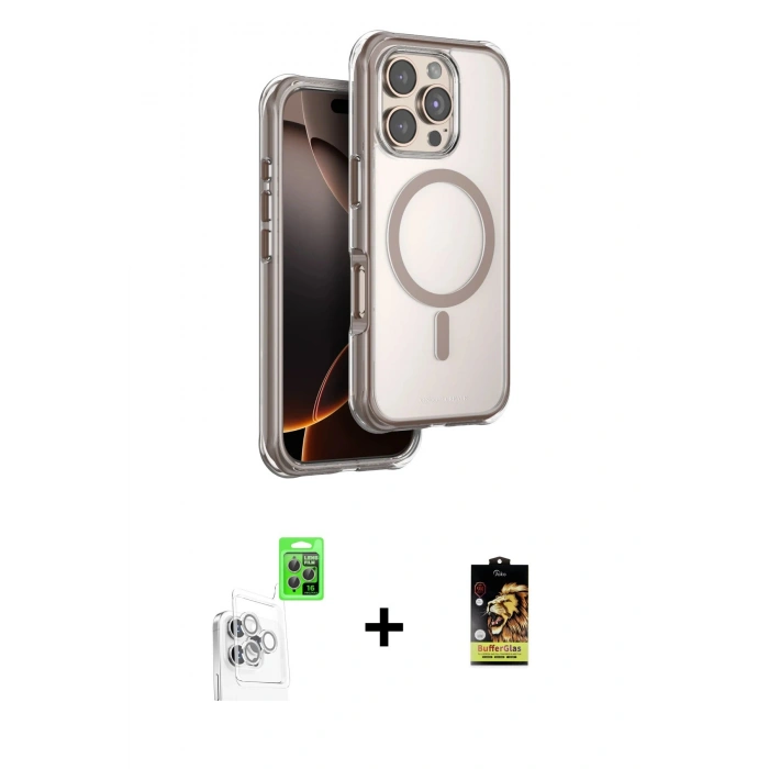 MARSİLYAN™- iPhone 16 Pro Max Kılıf Zirve Klasik Prime - Siyah Buffer Cam Ekran Koruyucu + Raze Metal Kamera Lens - BZ