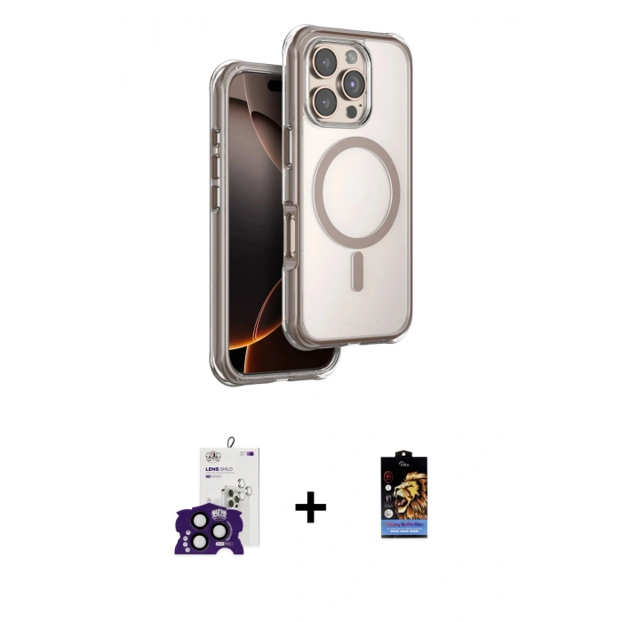 MARSİLYAN™- iPhone 16 Pro Max Kılıf Zirve Klasik Prime - Siyah Buffer Hayalet Cam Ekran Koruyucu + Bilvis Titan Kamera Lens - SH