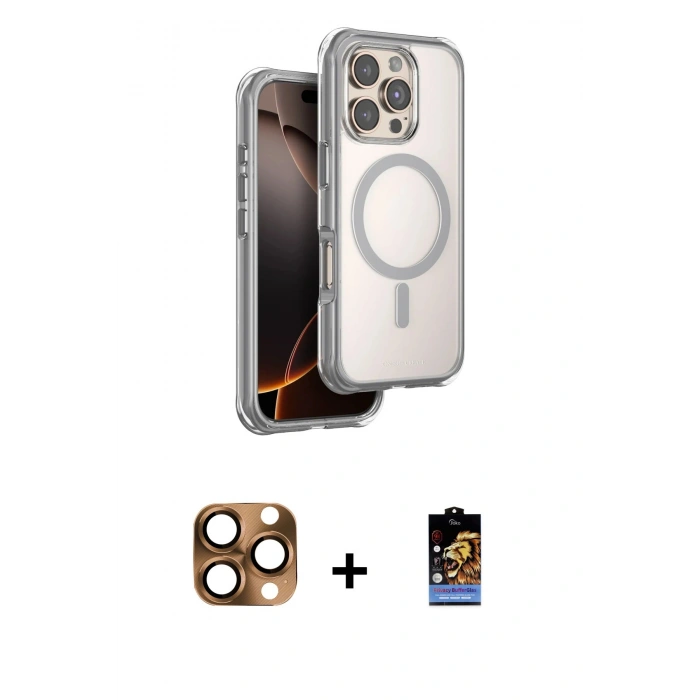 MARSİLYAN™- iPhone 16 Pro Max Kılıf Zirve Klasik Prime - Siyah Buffer Hayalet Cam Ekran Koruyucu + Pers Alüminyum Kamera Lens - CLTM