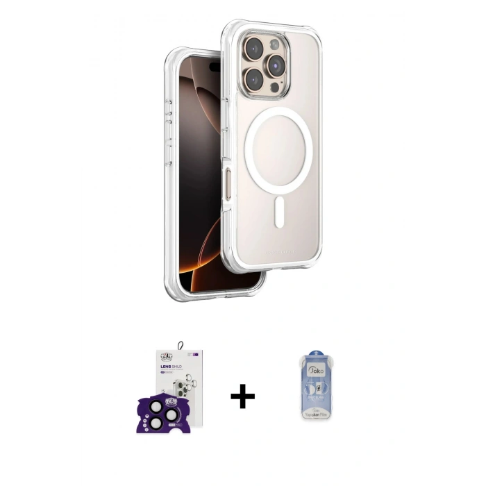 MARSİLYAN™- iPhone 16 Pro Max Kılıf Zirve Klasik Prime - Siyah Joko Magic 5D Cam + Bilvis Titan Kamera Lens - SH