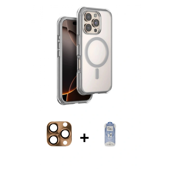 MARSİLYAN™- iPhone 16 Pro Max Kılıf Zirve Klasik Prime - Siyah Joko Magic 5D Cam + Pers Alüminyum Kamera Lens - CLTM