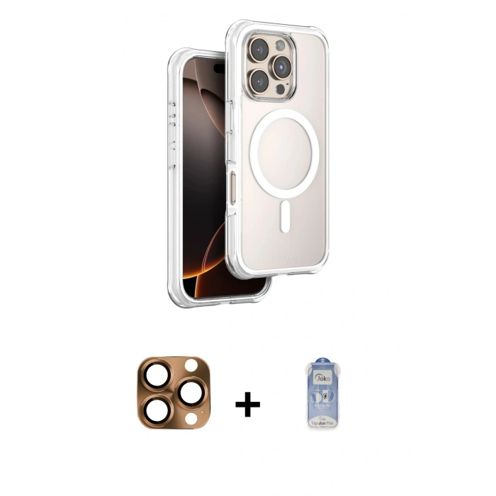 MARSİLYAN™- iPhone 16 Pro Max Kılıf Zirve Klasik Prime - Siyah Joko Magic 5D Cam + Pers Alüminyum Kamera Lens - CLTM